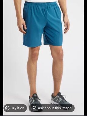 Men's Active Elastic-Waist Shorts in Teal Blue